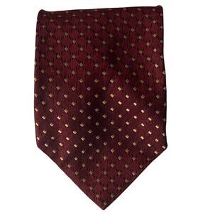 Foggia 100% Silk Handmade Tie Mens Burgundy and Yellow Necktie